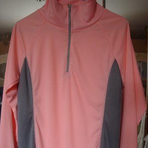 Woman's pink/gray nylon - thumb hole top